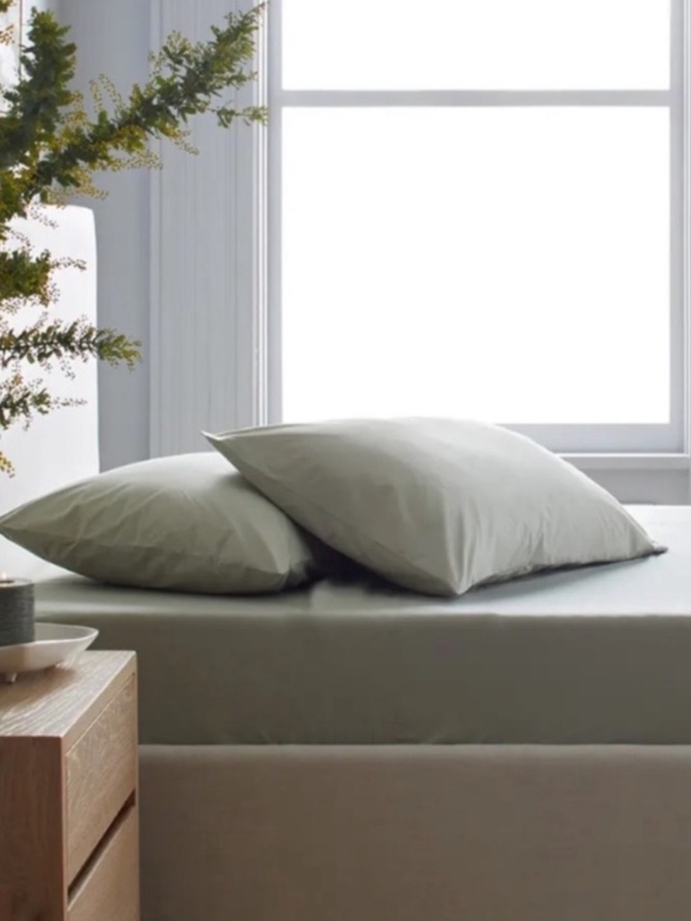 QUINCE Classic Organic Percale Pillowcase Set King Sage 7723